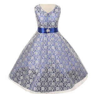 Lace All Over Bridal Satin Brooch Little Girl Special Occasion Dresses Royal